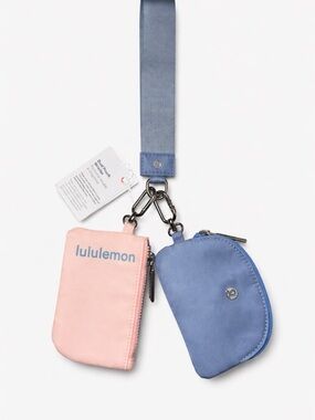 Dual Pouch Wristlet Keychain Set Pink Blue NWT Utility Pouch